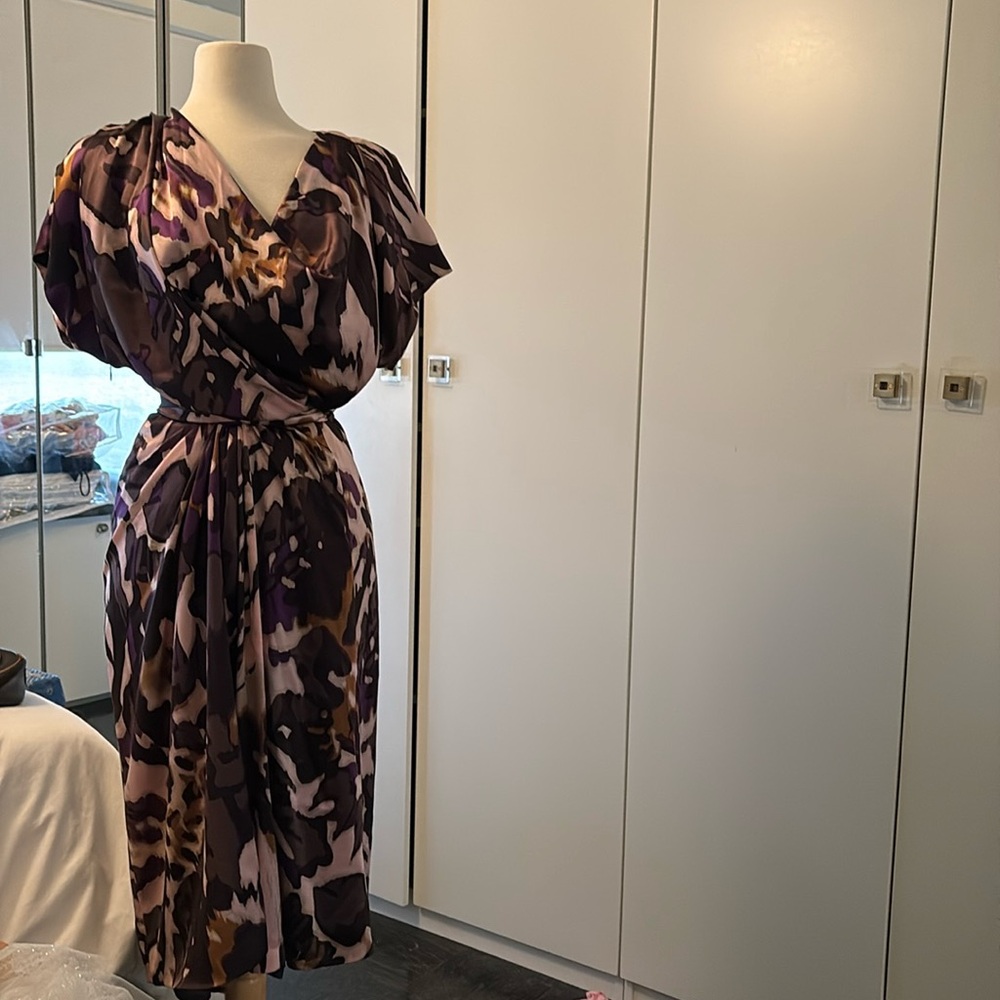 Vintage Escada, Silk LowCut, Slinky , Side Tie! Size 12-14, ( 44) Lined!